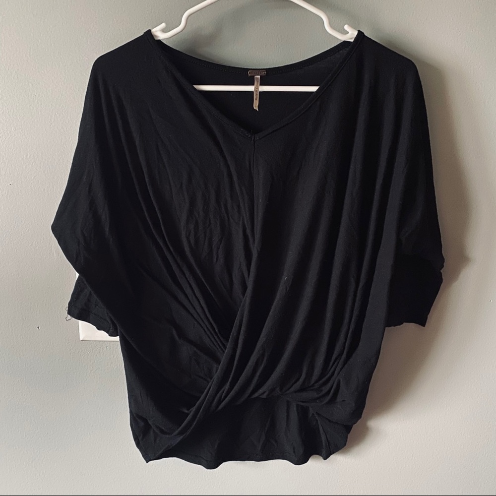 Poof black cross front shirt